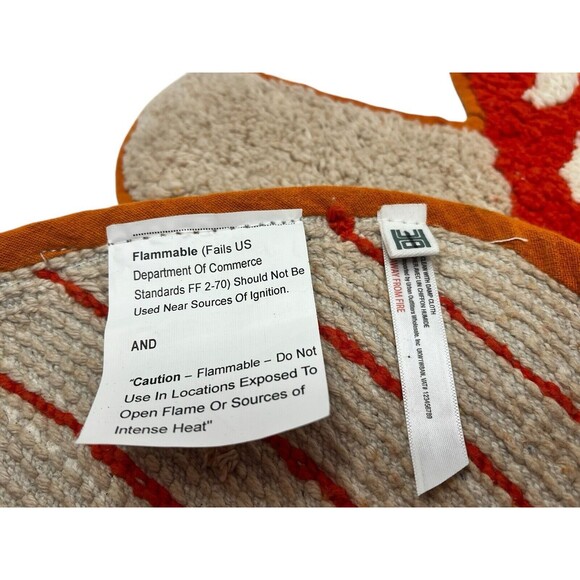 Urban Outfitters Mushroom Tufted Shag Bath Mat Boho Rug Orange Red Cotton NEW - Picture 10 of 15